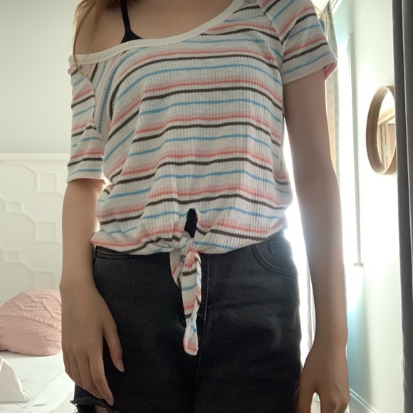 striped off the shoulder top - Picture 3 of 4
